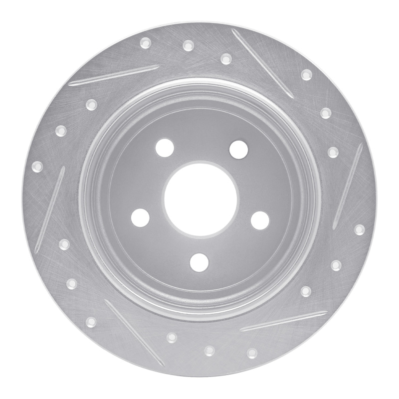Chrysler Sebring Brake Rotor (1) - Rear Left - R1 Concepts - Drilled & Slotted - Silver - `95-`07